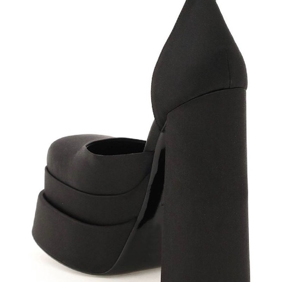 NEW!!! Versace Medusa Head Charm Satin Platform Pumps